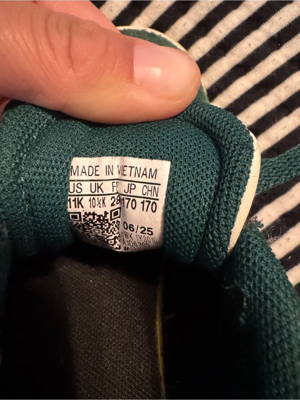 adidas Kids Dark Green Suede Sneakers with White Stripes